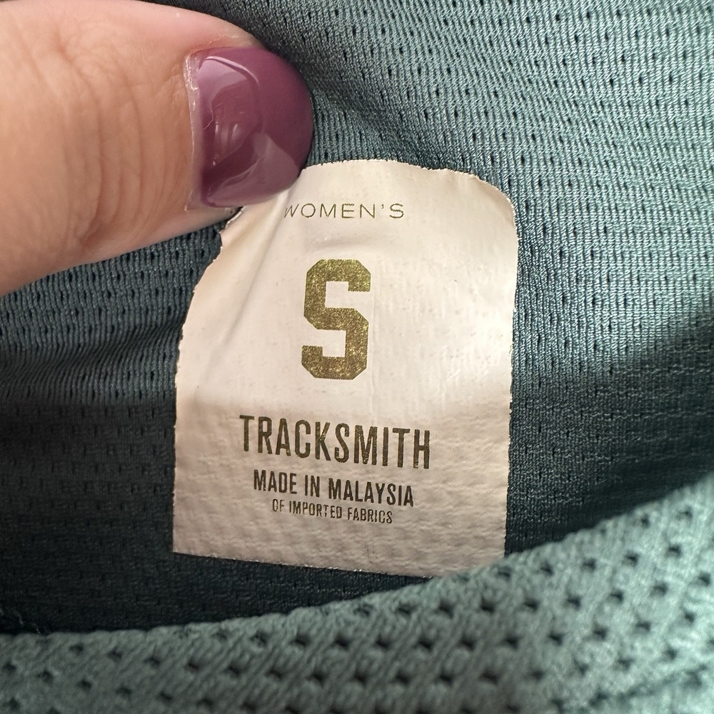 Tracksmith Van Cortlandt Long Sleeve Running Shirt Womens Small Green Mesh Sash - Picture 5 of 6